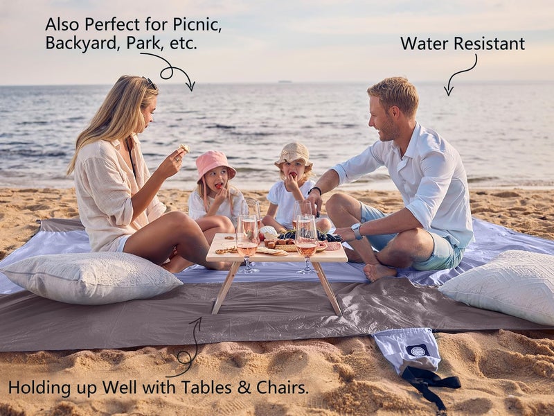 WEKAPO Beach Blanket - Sandproof Waterproof Extra Large Beach Mat | Oversized Sand-Free Lightweight Quick-Drying | Beach Vacation Essentials with Stakes & Corner Pockets (Purple, 9x10 FT) - Image 4